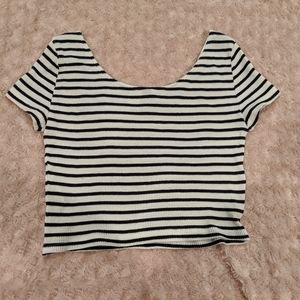 Divided Striped Crop Top